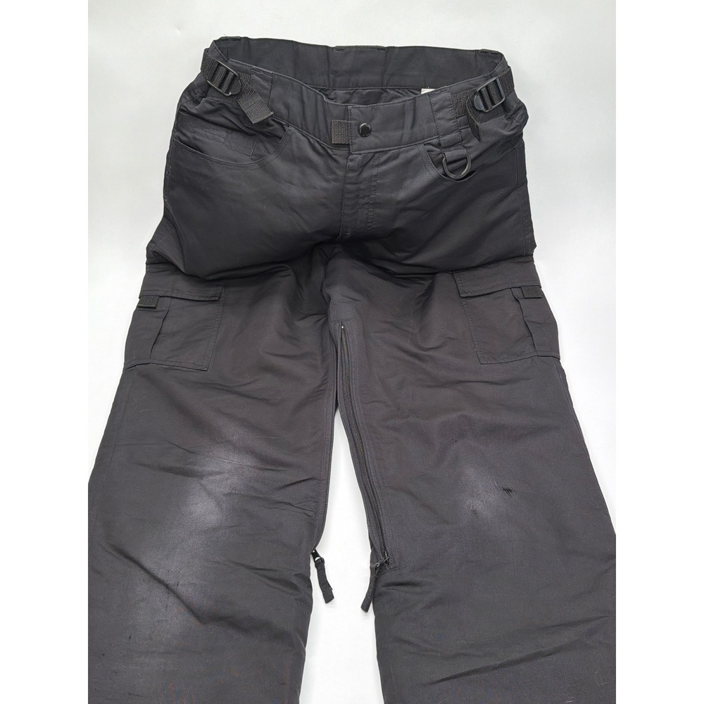 Helix Mens Black Insulated Snow Cargo Pants Adjustable Waist Thigh Vents Small